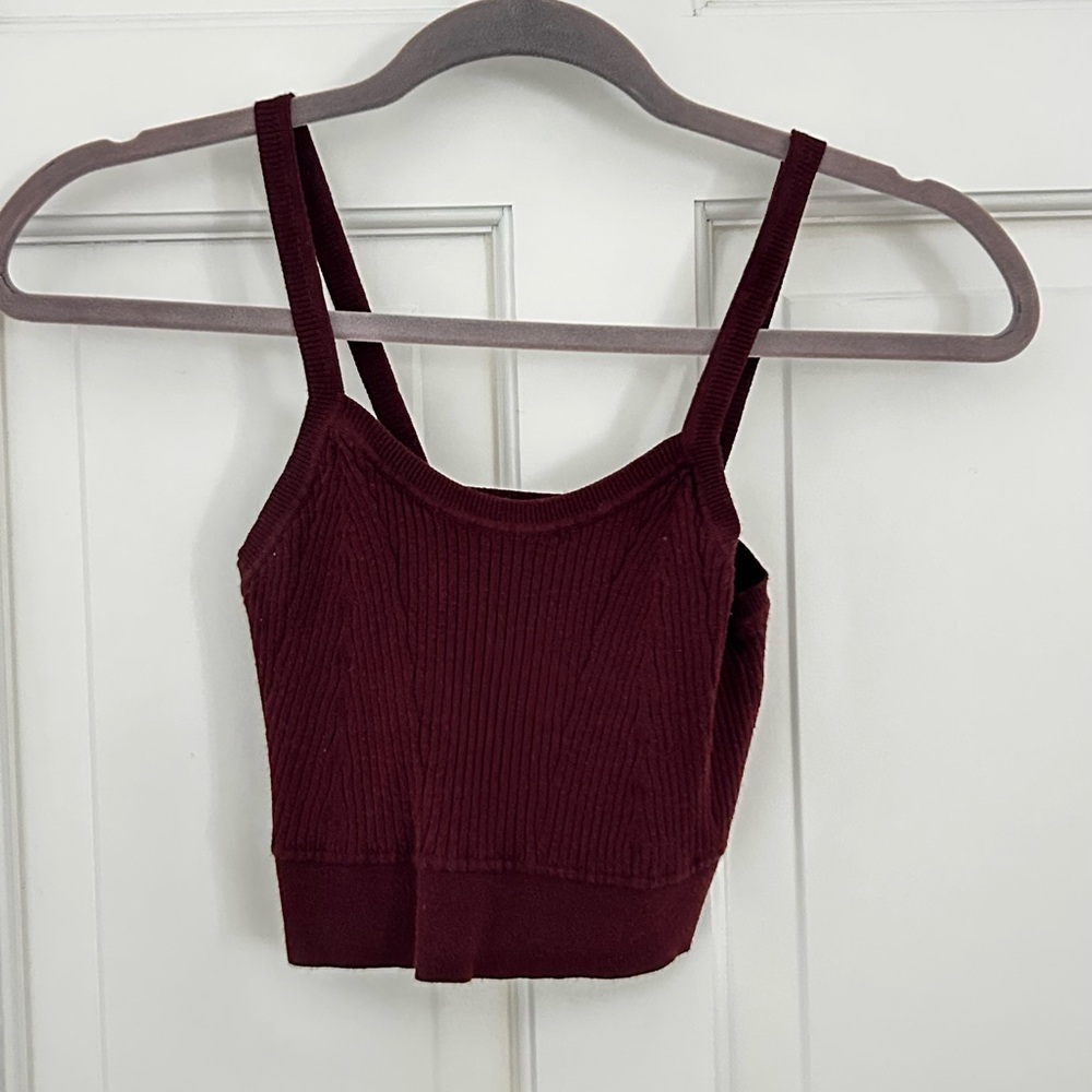 Live The Process Burgundy Ribbed Crop Top
